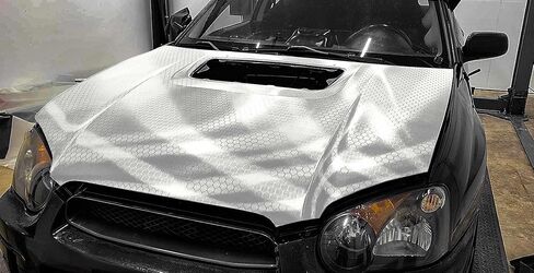 20"x60" (1.6FTx5FT) Silver Honeycomb Carbon Fiber Satin Vinyl Wrap Auto Car Sticker Decal Film Sheet Bubble Free Air Release Technology with Tool Kit in Saudi Arabia
