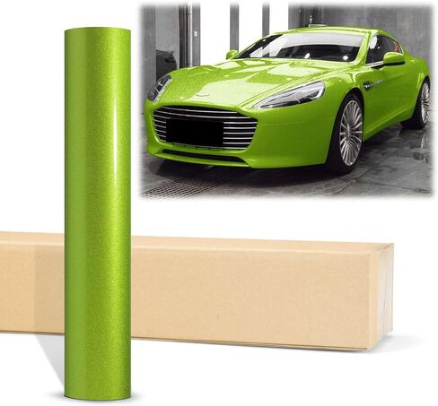2pcs 4"x8" (10cmx20cm) Sample Gloss Glitter Lime Green Metallic Sparkle Vinyl Wrap Auto Car Sticker Decal Film Sheet Bubble Free Air Release Technology in Saudi Arabia