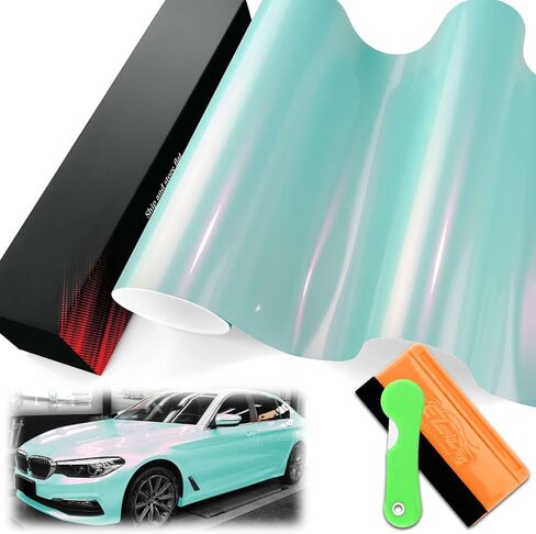 1.6FTx5FT PET Space Candy Gloss Aqua Purple Chameleon Metallic Color Shift Color Change Vinyl Wrap Auto Car Sticker Decal Film Sheet Bubble Free Air Release Technology with Tool Set in Saudi Arabia