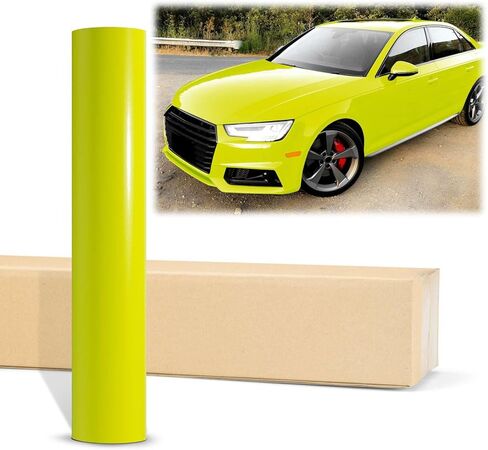 2pcs 4"x8" (10cmx20cm) Sample Lime Green Gloss Glossy Vinyl Wrap Auto Car Sticker Decal Film Sheet Bubble Free Air Release Technology in Saudi Arabia