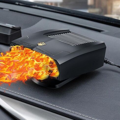 سخان 12 فولت للسيارة، 150 وات، مروحة تبريد سريعة التسخين، مزيل الضباب ومزيل الصقيع، دوران 360 درجة، سخان سيارة محمول يمكن توصيله بولاعة السجائر، حرارة هواء صغيرة 202511 in Kuwait