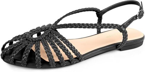 PIZZ ANNU Women's Sophia Braided Flat Sandals Comfortable Memory Foam Walking Shoes Summer Gladiator Slingback Ankle Strap Strappy Sandals in Saudi Arabia