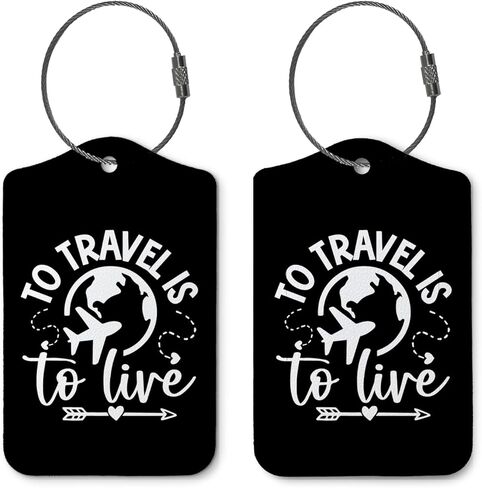 Adventure Awaits Luggage Tags for Suitcases,Travel Gift for Couples,Black 2 Pack Baggage Tag Label with Steel Loop,Funny Party Gifts,Handbag School Bag Backpack Traveling Accessories in Saudi Arabia