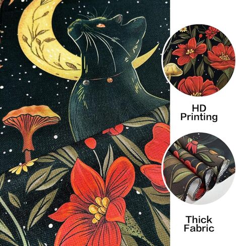 حزمة ARTCREATOR مكونة من قطعتين من ديكور الحائط القوطي ديكور أكاديمي داكن غريب الأطوار، نسيج غراب القط الأسود الغامض القمر الساحر لغرفة النوم وغرفة الفن الجمالي (12.8 × 51.2 بوصة) in Kuwait