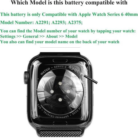 مجموعات استبدال البطارية لسلسلة الساعة 6 مقاس 40 مم متوافقة مع ساعة Apple الجيل السادس موديل A2291 A2293 A2375 مع دليل التثبيت ومجموعات أدوات الإصلاح in Kuwait