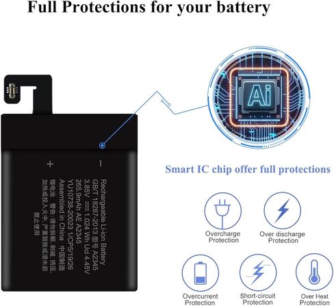 مجموعات استبدال البطارية لسلسلة الساعة 6 مقاس 40 مم متوافقة مع ساعة Apple الجيل السادس موديل A2291 A2293 A2375 مع دليل التثبيت ومجموعات أدوات الإصلاح in Kuwait