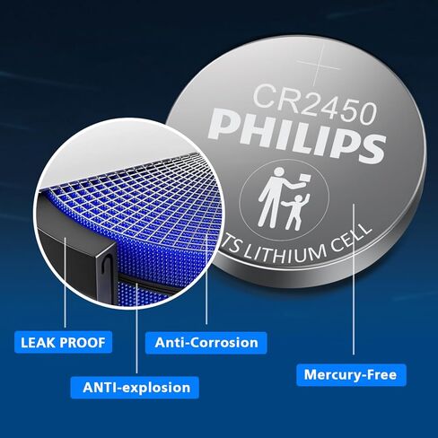 فيليبس CR2450 بطارية 50 حزمة، 3 فولت بطاريات خلية عملة الليثيوم طويلة الأمد CR 2450 بطارية عملة وبطاريات خلية زر in Kuwait