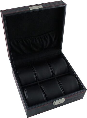 Carbon Fiber Pattern Box Black/RED for 6 Watches Watch CASE in Saudi Arabia