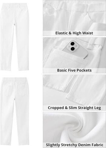 GRAPENT Slim Straight Leg Jeans for Women Cropped High Waisted Pull On Elastic Waist Stretchy Denim Pants Trouser Jeans in Saudi Arabia