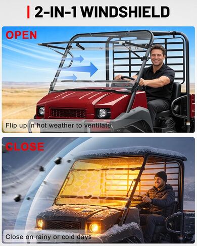 StarknightMT 2-IN-1 Mule 4010 Flip Windshield Compatible with Kawasaki Mule 4000 4010 2009-2026, Windproof Full Windows Scratch Resistant Clear Fold Windscreen in Saudi Arabia