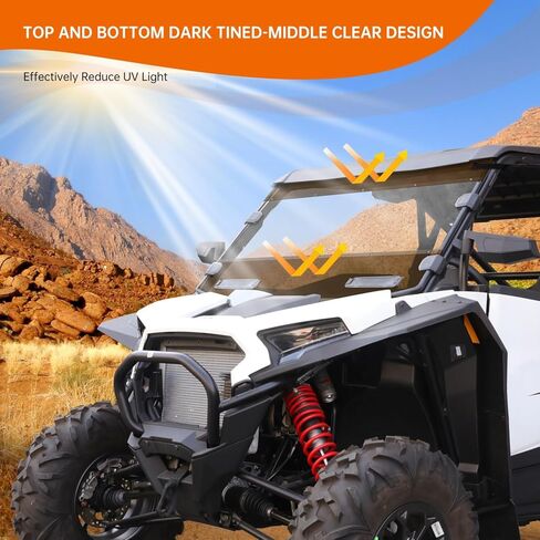 Vented Front Windshield Combined Dark Tinted Windscreen Compatible with Polaris RZR XP 1000 / XP 4 1000 2024 Accessories in Saudi Arabia