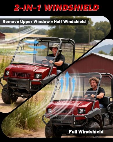 الزجاج الأمامي StarknightMT المقاوم للخدش 4010 متوافق مع Kawasaki Mule 4000 4010 2009-2026، ملحقات UTV للزجاج الأمامي من البولي كربونات المطلية بالصلب الشفاف in Saudi Arabia