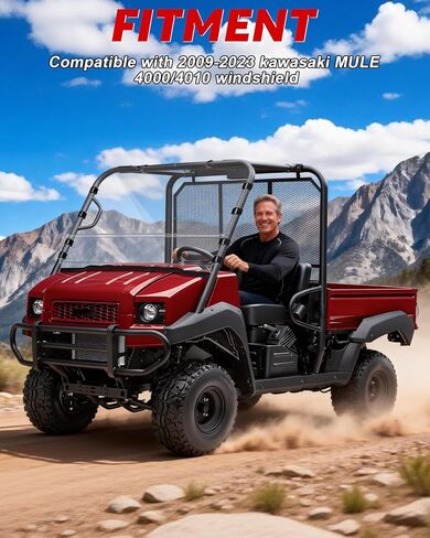 الزجاج الأمامي StarknightMT المقاوم للخدش 4010 متوافق مع Kawasaki Mule 4000 4010 2009-2026، ملحقات UTV للزجاج الأمامي من البولي كربونات المطلية بالصلب الشفاف in Saudi Arabia