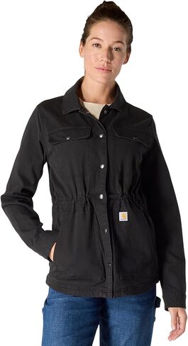 معطف قماشي نسائي من سلسلة ألياف TENCEL من Carhartt، مقاس مريح، أسود، مقاس صغير in Saudi Arabia