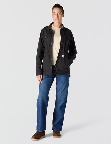 معطف قماشي نسائي من سلسلة ألياف TENCEL من Carhartt، مقاس مريح، أسود، مقاس صغير in Kuwait