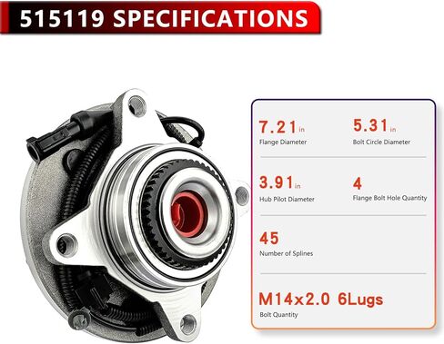 زوج 515119 4WD محمل محور العجلة الأمامية لفورد F-150 2009 2010، عجلة تحمل محور الجمعية 6 العروة ث/ABS in Saudi Arabia