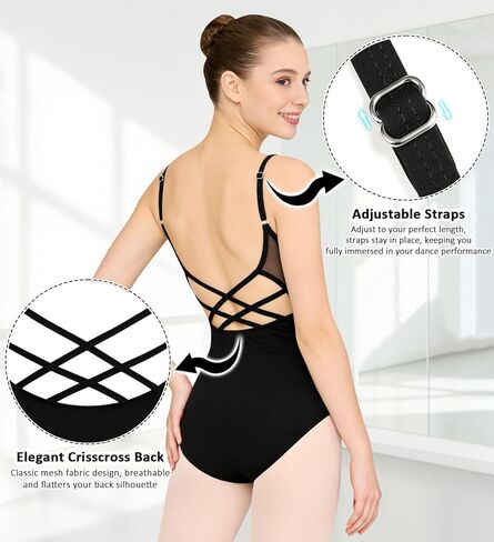 Women Dance Camisole Ballet Leotard with Adjustable Straps, Hollow Back in Saudi Arabia