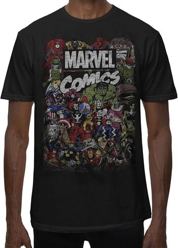 Marvel Avengers Crew Comics Logo Adult Mens Graphic T-Shirt in Saudi Arabia