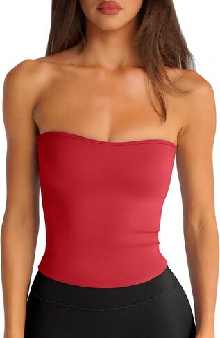 LASLULU Womens Sexy Tube Top Backless Strapless Bandeau Sleeveless Summer Y2K Cute Going Out Basic Crop Tank Top in Saudi Arabia