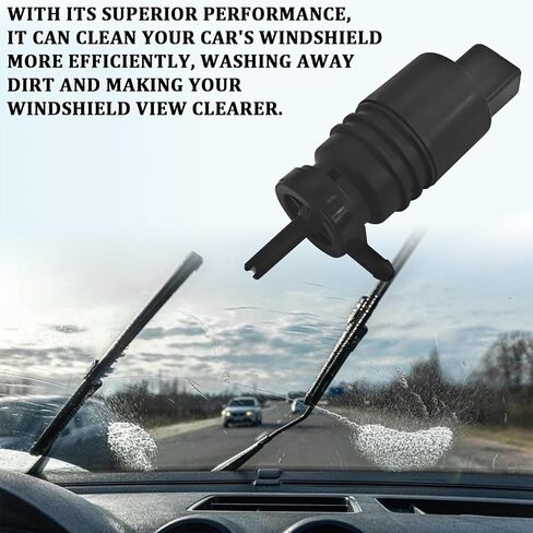 Windshield Washer Pump with Grommet, Car Windshield Wiper Fluid Pump Replacement OEM# 67128362154 67128377612 Universal for BMW Mercedes-Benz Audi Chevy and More Car Accessories (Black) in Saudi Arabia