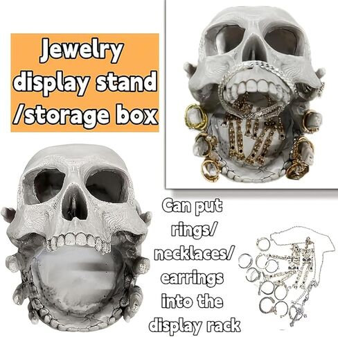 Skull-Shaped Decorative Storage Holder,5.5X4.5 in Gothic Skull Jewelry Holder,for Rings, Earrings, Trinkets,Halloween Party, Entryway Key Bowl, Gothic Desk Accessories & Unique Home Decor in Saudi Arabia