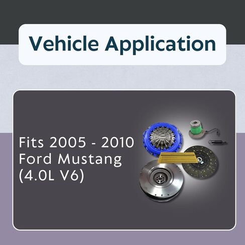 مجموعة القابض EFT المرحلة 1 مع أسطوانة تابعة وحذافة مصبوبة لـ 2005-2010 Ford Mustang 4.0L V6 - ترقية الأداء عالي التحمل من أجل مشاركة سلسة - ملاءمة دقيقة - تقدم ضمان العلامة التجارية لمدة 12 شهرًا in Saudi Arabia