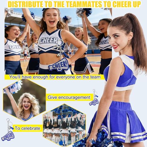 Nosiny 12 Pcs Cheer Keychains Bulk Rhinestone Megaphone Key Chain with Tassel Bling Cheerleading Gift Bag Charms for Women (Blue) in Saudi Arabia