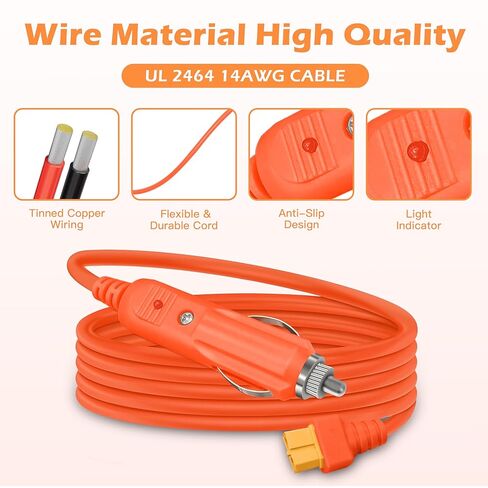كابل شحن السيارة 12 فولت XT60 14AWG 15A، ولاعة السجائر إلى سلك شحن XT60 لمحطات الطاقة المحمولة (10 قدم) in Kuwait