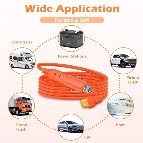 كابل شحن السيارة 12 فولت XT60 14AWG 15A، ولاعة السجائر إلى سلك شحن XT60 لمحطات الطاقة المحمولة (10 قدم) in Kuwait