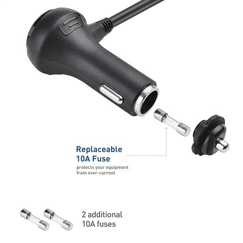 Cable Matters 3 Socket Car Cigarette Lighter Adapter with 4 USB Ports, On/Off Switch and LED Display - 2X Fuses and Mounting Bracket Included in Saudi Arabia