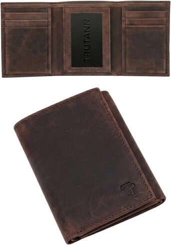 Black Leather Wallet – TrifoldCard Holder | Real Genuine Leather Mens Wallet | RFID Secure | Fits 8 Cards | Tap to Pay Feature | Quality Credit Card Holder in Saudi Arabia