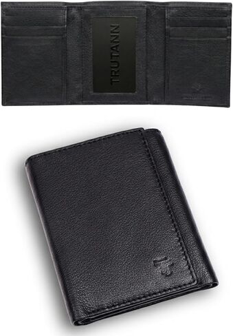 Black Leather Wallet – TrifoldCard Holder | Real Genuine Leather Mens Wallet | RFID Secure | Fits 8 Cards | Tap to Pay Feature | Quality Credit Card Holder in Saudi Arabia