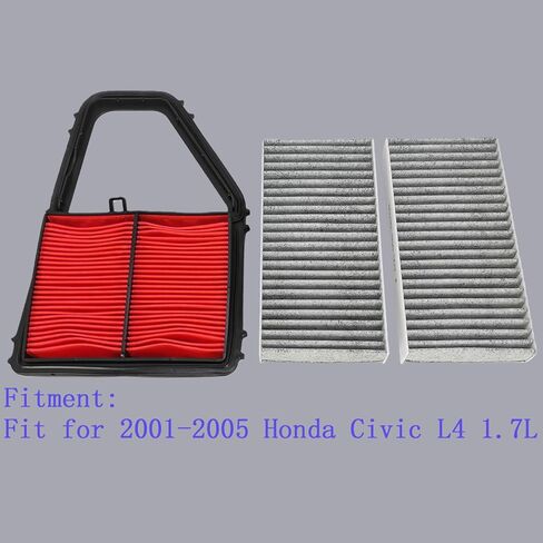 Engine & Cabin Air Filter Fit for 2001-2005 Honda Civic L4 1.7L Replace 17220-PLC-000 80292-S5A-003 17220PLC000 80292S5A003 in Saudi Arabia