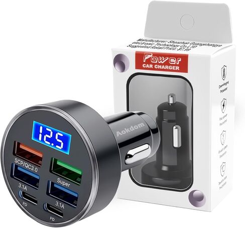 6 Ports Fast Car Charger with Voltage Monitor,Car Cigarette Lighter USB Charger (PD+QC3.0) Compatible with iphone13/14/15 & Most Android Models,Car Must Haves USB C Car Charger (2PCS) in Saudi Arabia