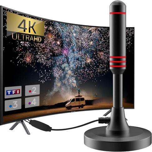 هوائي التلفزيون، هوائي للتلفزيون الذكي، هوائي HDTV الرقمي مع قاعدة مغناطيسية، هوائي ذكي داخلي HDTV مع معزز إشارة مكبر للصوت مع استقبال 200 ميل يدعم قنوات عرض مجانية للتلفزيون الذكي 4K 1080P in Saudi Arabia
