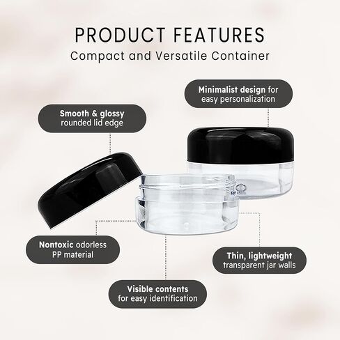 (Quantity: 120 Pieces) Beauticom 15G/15ML (0.5oz) Round Clear Jars with Black Lids for Lotion, Creams, Toners, Lip Balms, Makeup Samples - BPA Free in Saudi Arabia