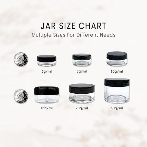 (Quantity: 120 Pieces) Beauticom 15G/15ML (0.5oz) Round Clear Jars with Black Lids for Lotion, Creams, Toners, Lip Balms, Makeup Samples - BPA Free in Saudi Arabia