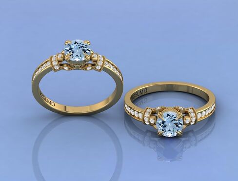 Women's 22K Gold Plated Panchdhatu Natural Aquamarine Gemstone Ring | Handmade Gold Vermil Healing Ring | March Birthstone Jewelry Gift for Her in Saudi Arabia