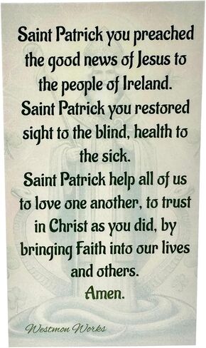 Westmon Works St Patrick Medal Set Italian Metal Medallion with USA Made Saint Prayer Holy Card in Saudi Arabia