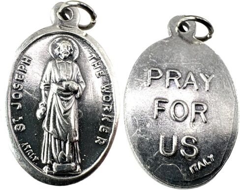 Westmon Works St Joseph the Worker Medal & Holy Card Set – Italian Metal Catholic Medals with Laminated Prayer Cards – 5 Pack – Imported from Italy, Cards Made in USA in Saudi Arabia