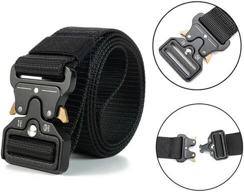 Multi-Function Heavy Duty Combat Belt - Adjustable Nylon Webbing Tactical Belt for Outdoor Sports, Hiking & Work - Durable Canvas Waistband with Buckle for Men & Women - Army Style Gear Accessories in Saudi Arabia