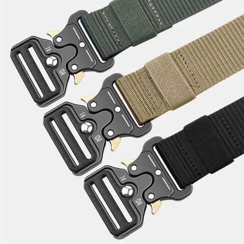 Multi-Function Heavy Duty Combat Belt - Adjustable Nylon Webbing Tactical Belt for Outdoor Sports, Hiking & Work - Durable Canvas Waistband with Buckle for Men & Women - Army Style Gear Accessories in Saudi Arabia