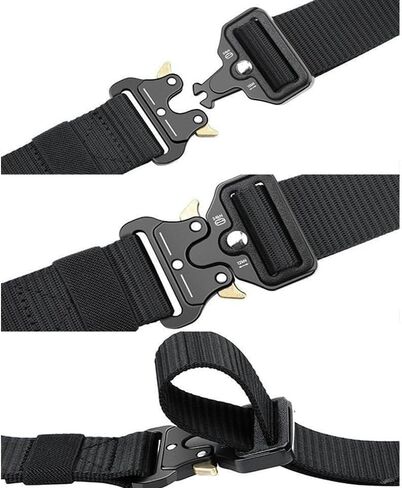 Multi-Function Heavy Duty Combat Belt - Adjustable Nylon Webbing Tactical Belt for Outdoor Sports, Hiking & Work - Durable Canvas Waistband with Buckle for Men & Women - Army Style Gear Accessories in Saudi Arabia