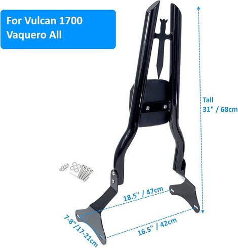 مسند ظهر للركاب أسود Vaquero1700 Sissy Bar لـ Kawasaki Vulcan 1700 Vaquero VN1700 Vaquero ABS SE مسند خلفي Sissybar 2010-2025 (نمط H، 31 بوصة) in Saudi Arabia