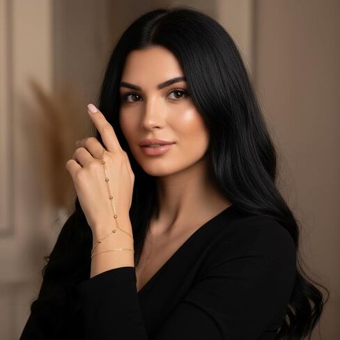 Gold Hand Chain,14k Gold Plated Bracelets for Women Dainty Ring Bracelet Trendy Non Tarnish Stackable Adjustable Hypoallergenic Jewelry Gift in Saudi Arabia
