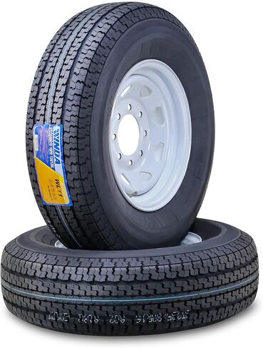 مجموعة عجلات إطارات المقطورة WINDA ST235/80R16 10 طبقات E 124L 8 عروة على حافة بيضاء PCD مقاس 6.5 بوصة، مجموعة 2 in Kuwait