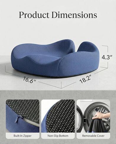 HUANUO Ergonomic Seat Cushion for Office Chair, Extra Large Car Seat Cushion, Tailbone and Back Support, Cooling Gel Enhanced, 4-Zone Pressure Relief Chair Cushions for Office, Car, Wheelchair in Kuwait