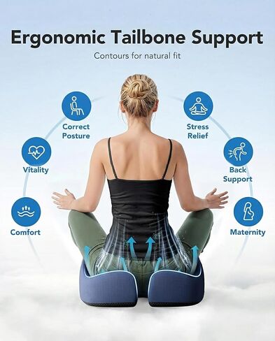 HUANUO Ergonomic Seat Cushion for Office Chair, Extra Large Car Seat Cushion, Tailbone and Back Support, Cooling Gel Enhanced, 4-Zone Pressure Relief Chair Cushions for Office, Car, Wheelchair in Kuwait