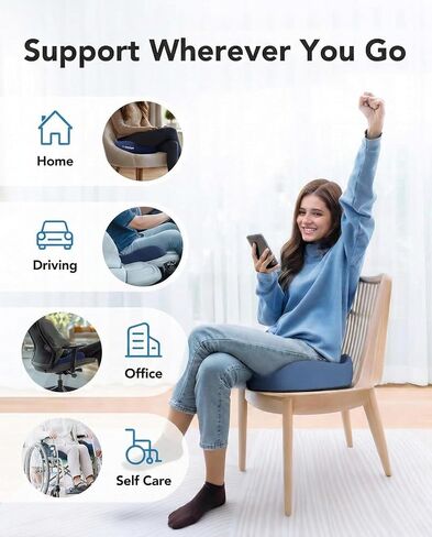 HUANUO Ergonomic Seat Cushion for Office Chair, Extra Large Car Seat Cushion, Tailbone and Back Support, Cooling Gel Enhanced, 4-Zone Pressure Relief Chair Cushions for Office, Car, Wheelchair in Kuwait