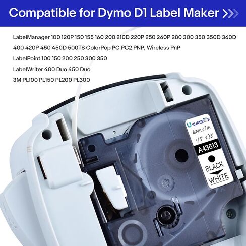 4 Pack Compatible for Dymo D1 Label Tape 43613 S0720780 Refill Black on White 1/4 inch x 23 feet Labeling Tape for LabelManager PnP 160 210D 260P 280 360D 420P 450D ColorPop Label Maker in Saudi Arabia